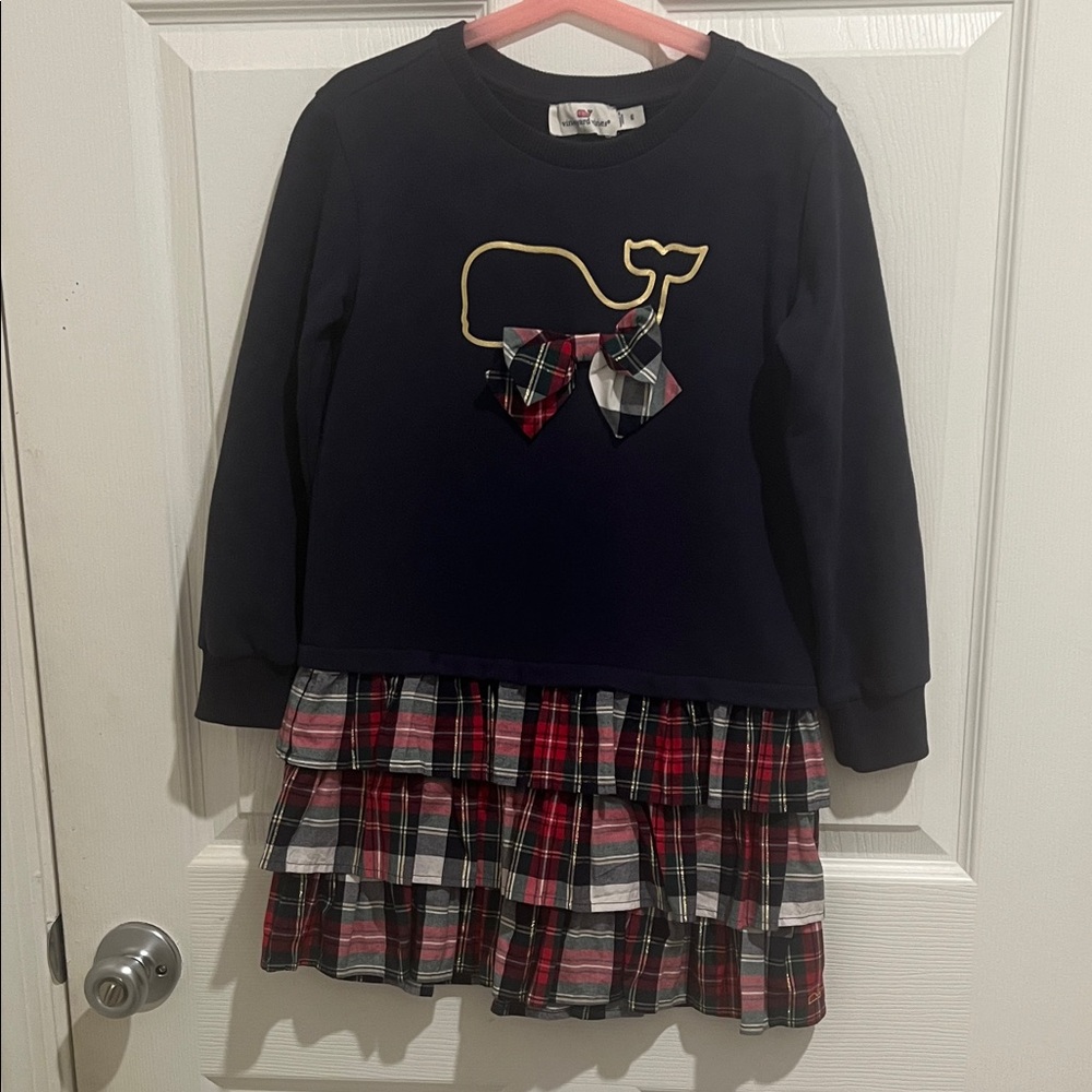 Vineyard Vines Navy and Plaid Kids Dress